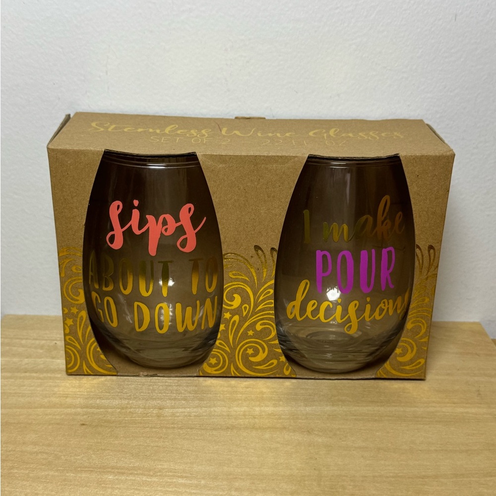 Set of Two Stemless Wine Glasses